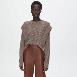 Aritzia Brown Cable Knit Sweater